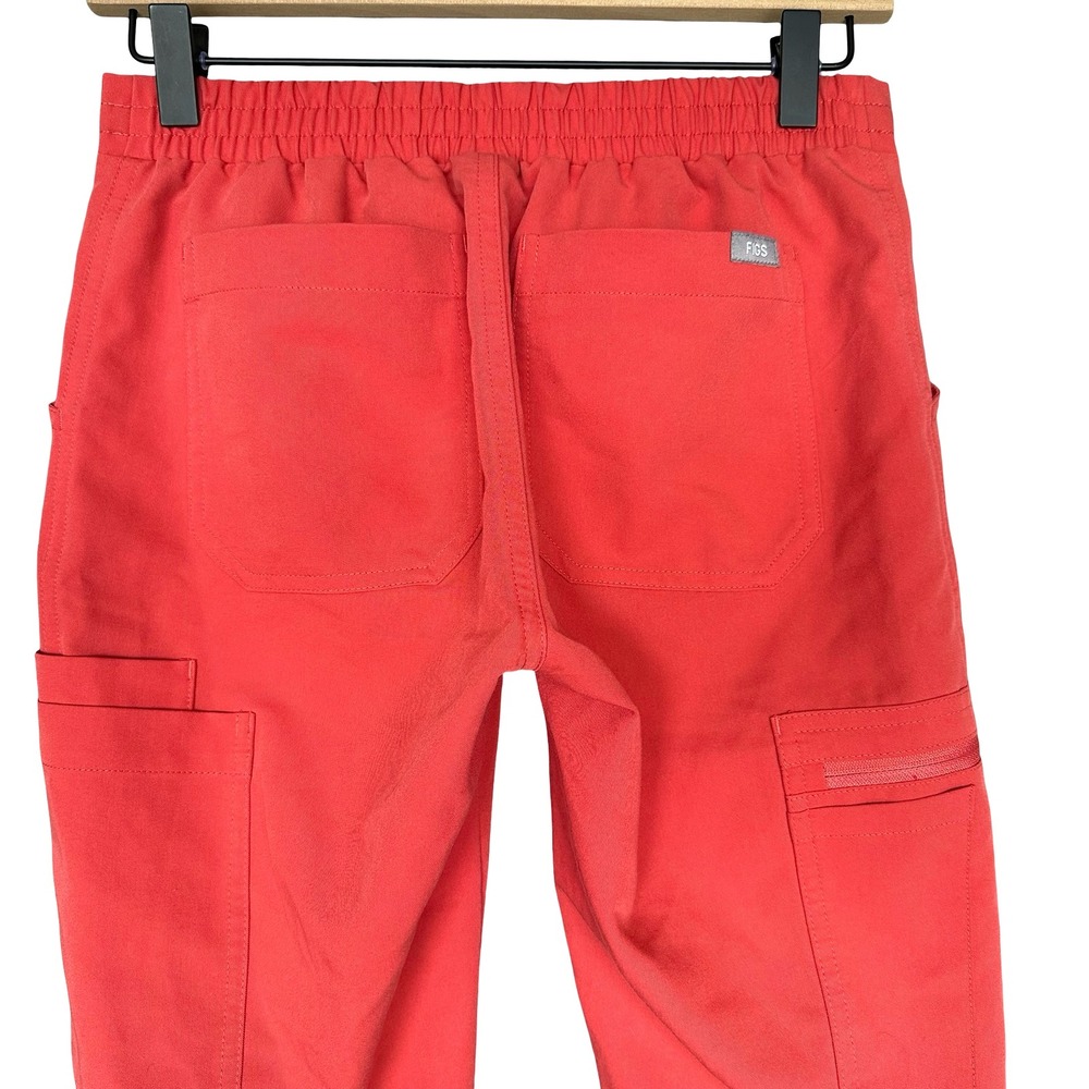 Figs Yola High-Rise Slim Coral Red Anti-Wrinkle Scrub Trouser Pant Size XXS - Picture 9 of 12